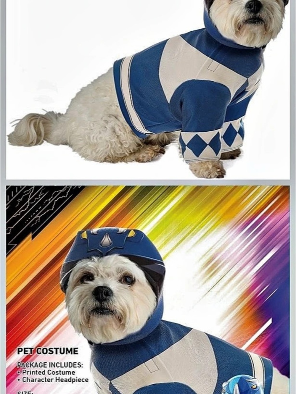 Power Rangers Pet Costume Blue & White Small NWT